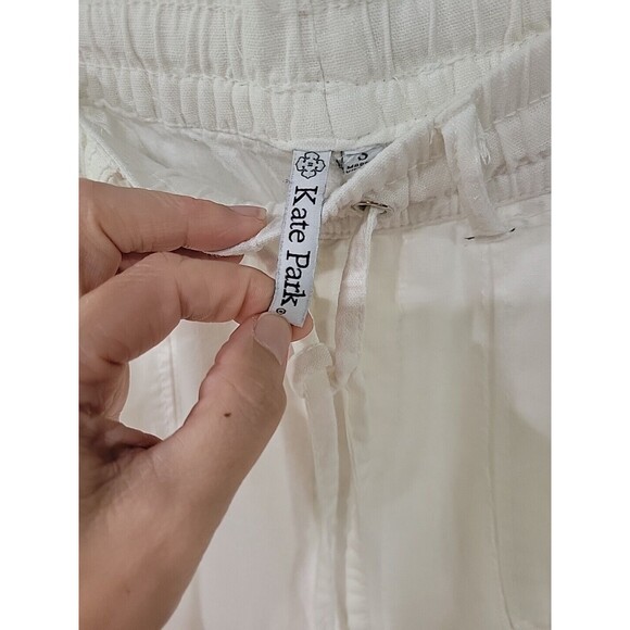 Womens Size Small White Kate Parks Linen/Rayon 23.5 Inseam, EUC! - Picture 2 of 5